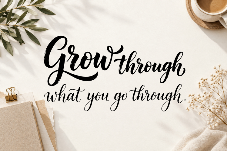 Grow Through What You Go Through Hand Lettered SVG Quote