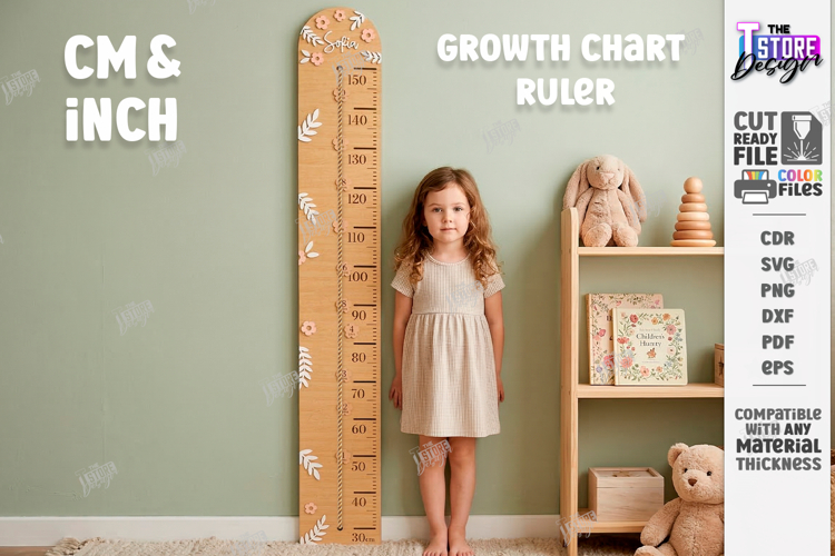 Kids Growth Chart Ruler Laser Cut | Height Tracker | Nursery