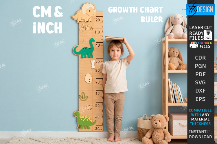 Kids Growth Chart Ruler Laser Cut | Height Tracker | Nursery