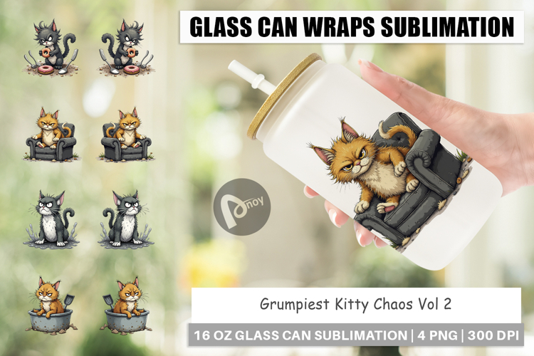 Glass Can Grumpy Kitty