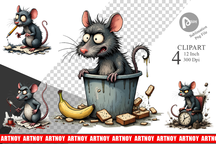 Grumpy Alley Rats Clipart