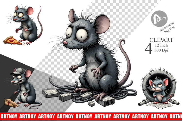 Grumpy Alley Rats Clipart