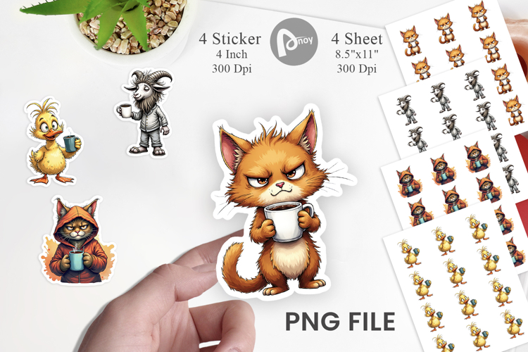 Grumpy Animal Mornings Sticker