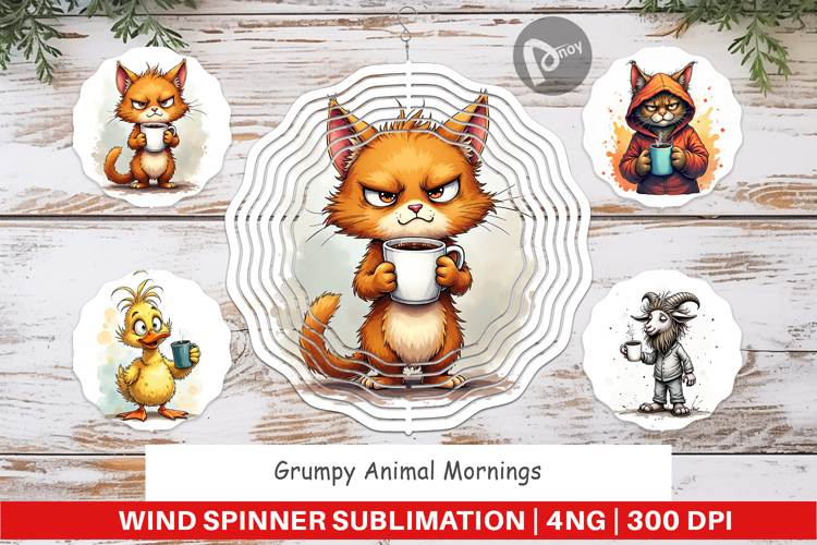 Wind Spinner Grumpy Animal Mornings