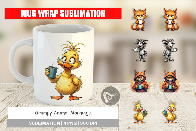 Mug Wrap Grumpy Animal Mornings