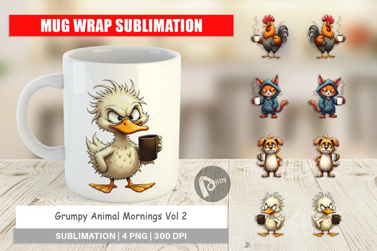 Mug Wrap Grumpy Animal Mornings