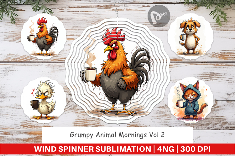 Wind Spinner Grumpy Animal Mornings