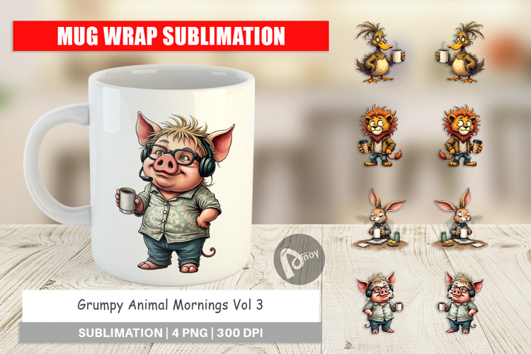 Mug Wrap Grumpy Animal Morning