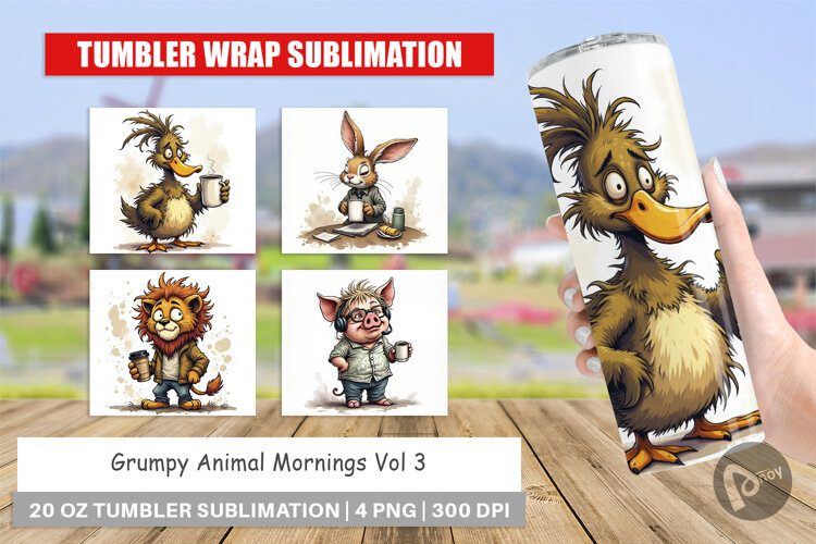 Tumbler Grumpy Animal Morning example image 1