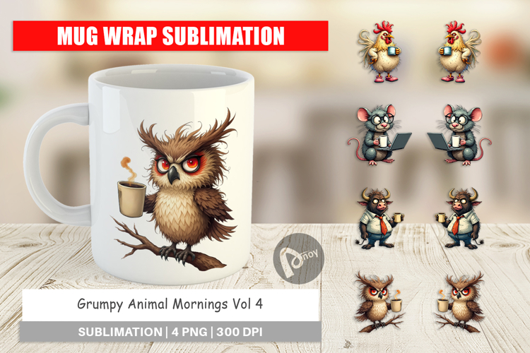 Mug Wrap Grumpy Animal Morning