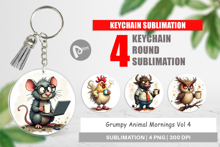 Keychain Grumpy Animal Morning