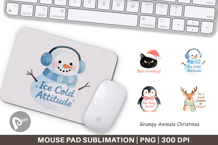 Mouse Pad Grumpy Animals Christmas Quotes example image 1