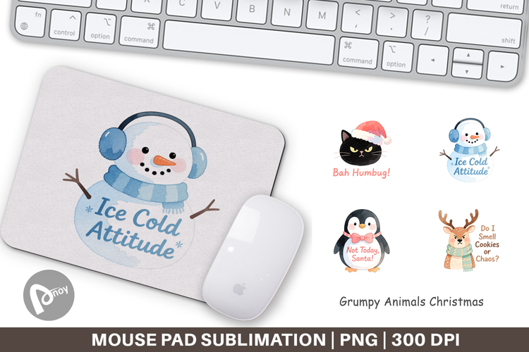 Mouse Pad Grumpy Animals Christmas Quotes