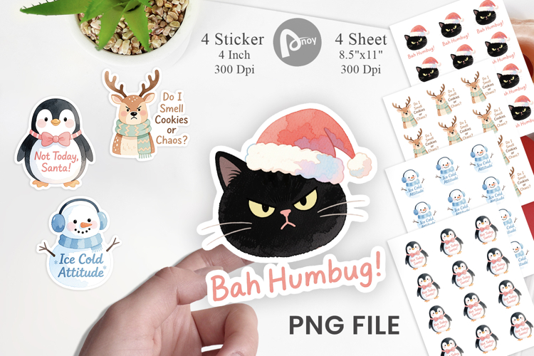 Sticker Grumpy Animals Christmas Quotes