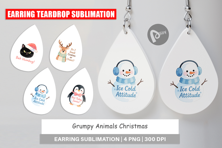 Earring Grumpy Animals Christmas Quotes