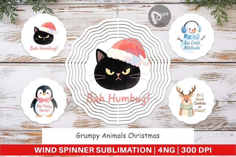 Wind Spinner Grumpy Animals Christmas Quotes