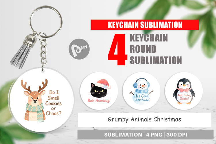 Keychain Grumpy Animals Christmas Quotes