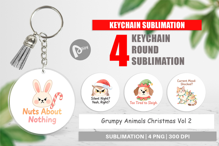 Keychain Grumpy Animals Christmas Quotes