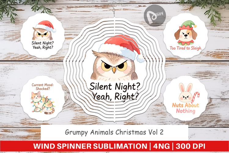 Wind Spinner Grumpy Animals Christmas Quotes