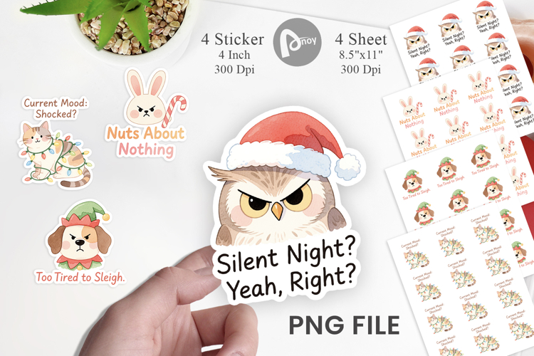 Sticker Grumpy Animals Christmas Quotes