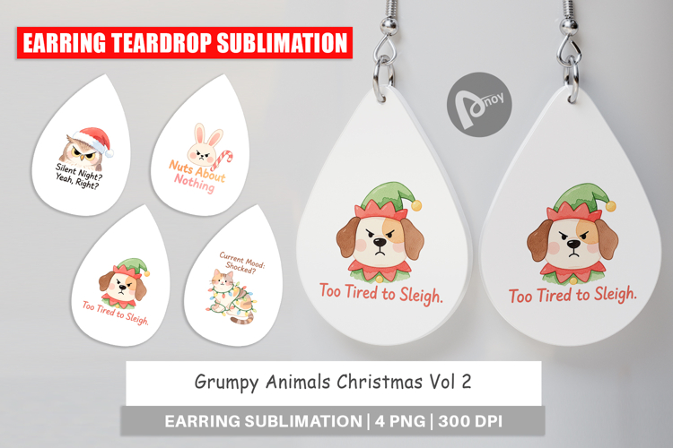 Earring Grumpy Animals Christmas Quotes