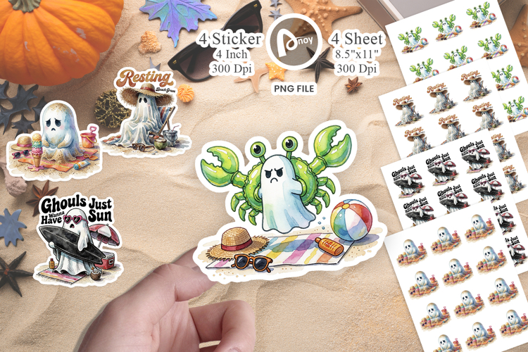 Grumpy Beach Ghoul Sticker