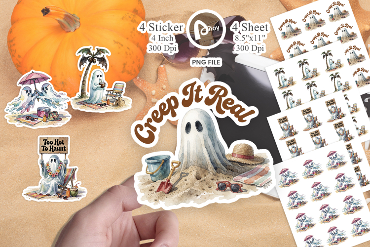 Grumpy Beach Ghoul Sticker