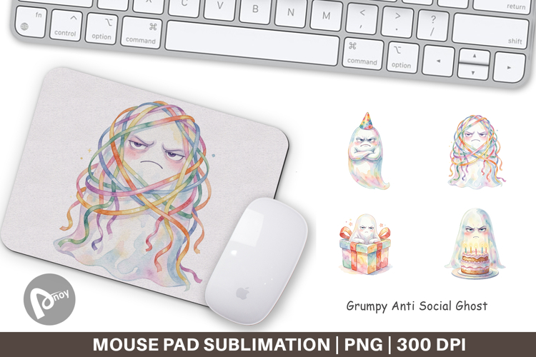 Grumpy Anti Social Ghost Mouse Pad