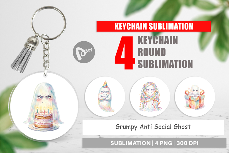 Grumpy Anti Social Ghost Keychain