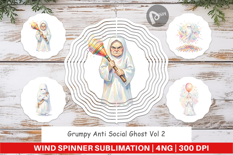 Grumpy Anti Social Ghost Wind Spinner
