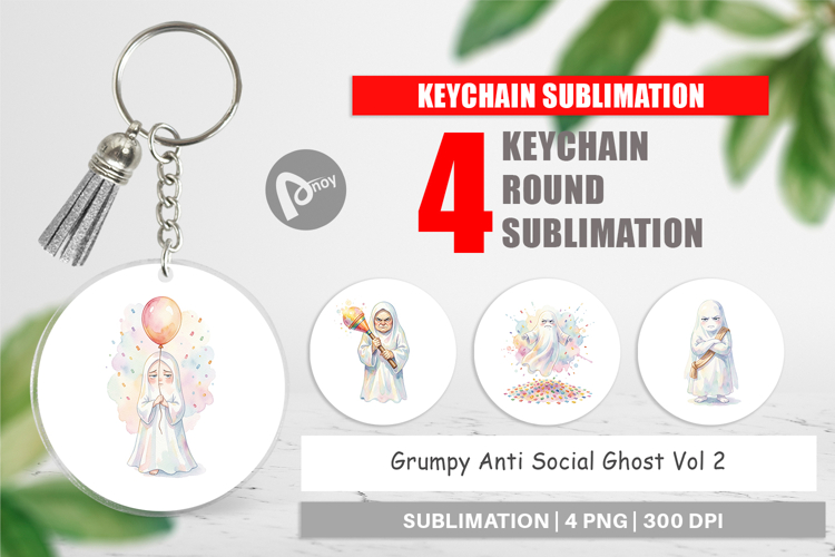 Grumpy Anti Social Ghost Keychain