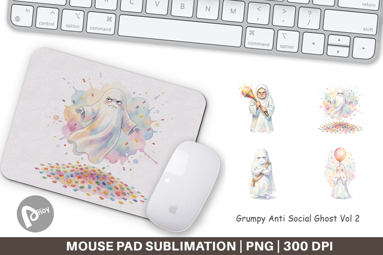 Grumpy Anti Social Ghost Mouse Pad