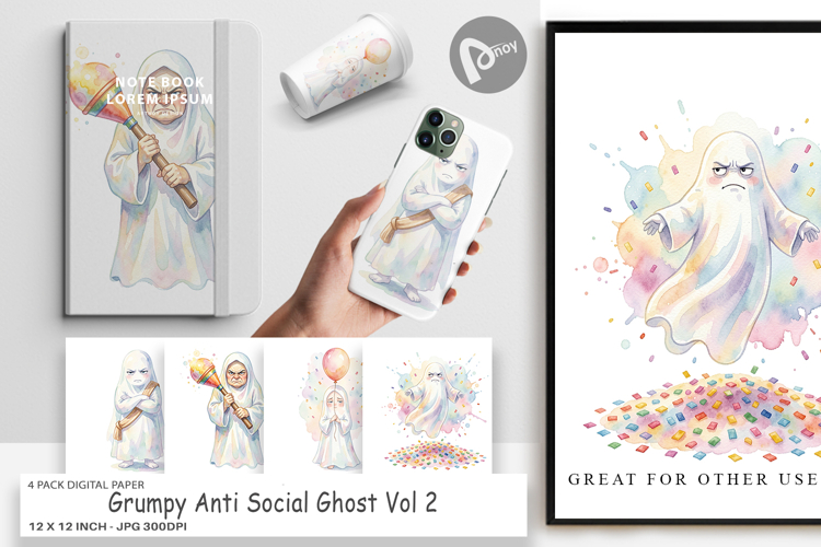 Grumpy Anti Social Ghost Digital Paper