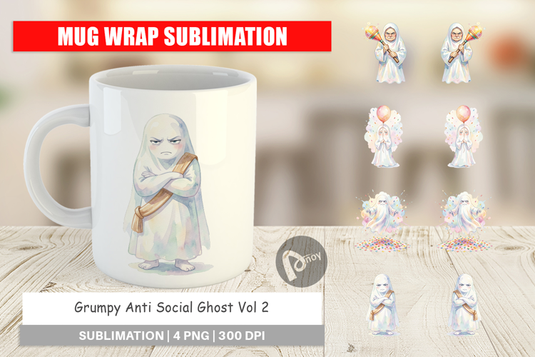 Grumpy Anti Social Ghost Mug Wrap