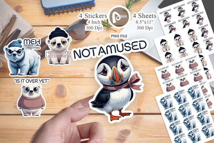 Grumpy Arctic Holiday Sticker example image 1