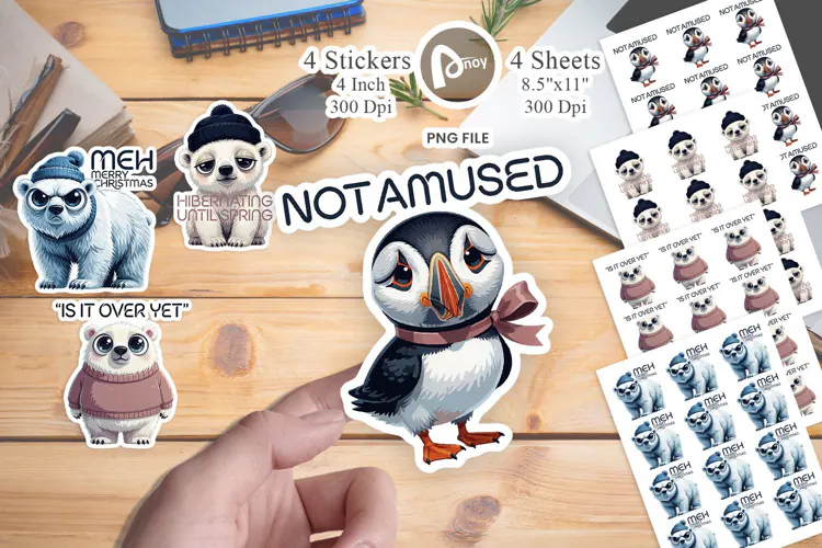 Grumpy Arctic Holiday Sticker