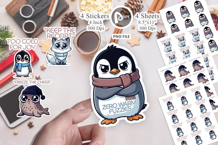 Grumpy Arctic Holiday Sticker example image 1