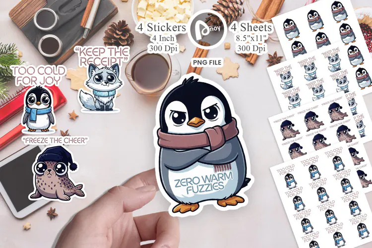 Grumpy Arctic Holiday Sticker