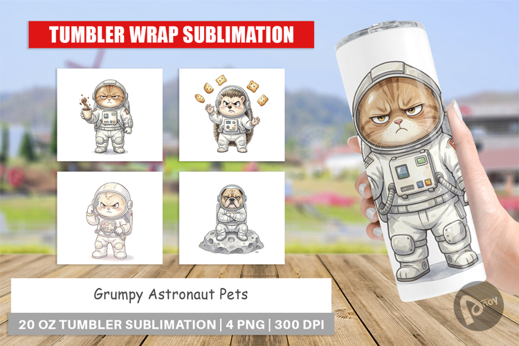 Grumpy Astronaut Pets Tumbler