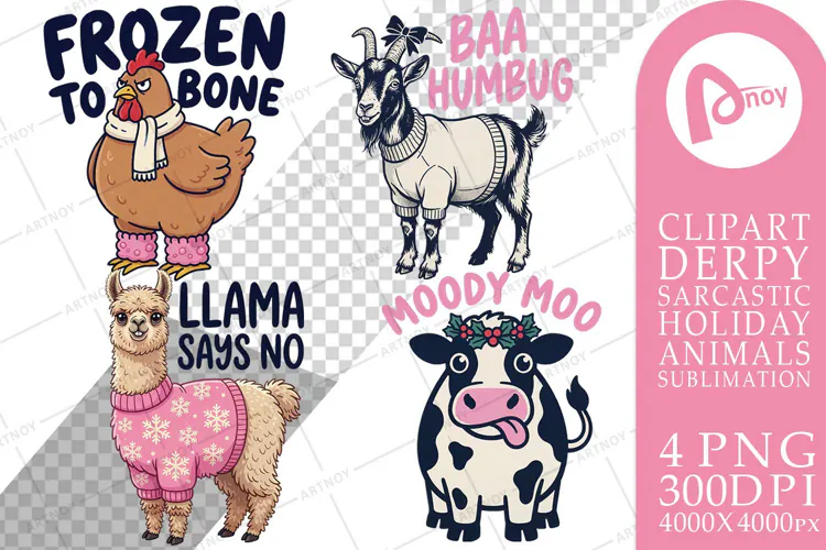 Barnyard Christmas Animals Sublimation