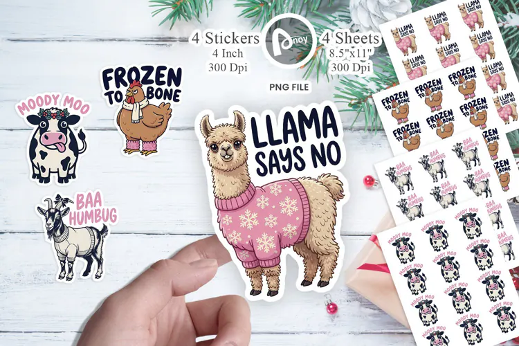 Barnyard Christmas Animals Sticker