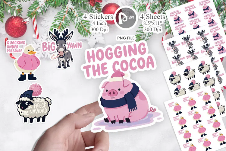 Barnyard Christmas Animals Sticker