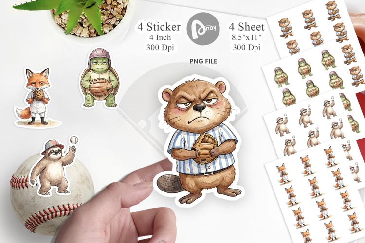 Grumpy Baseball Outfielder Sticker
