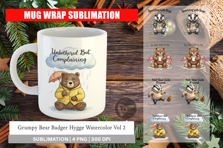 Grumpy Bear Badger Hygge Mug Wrap