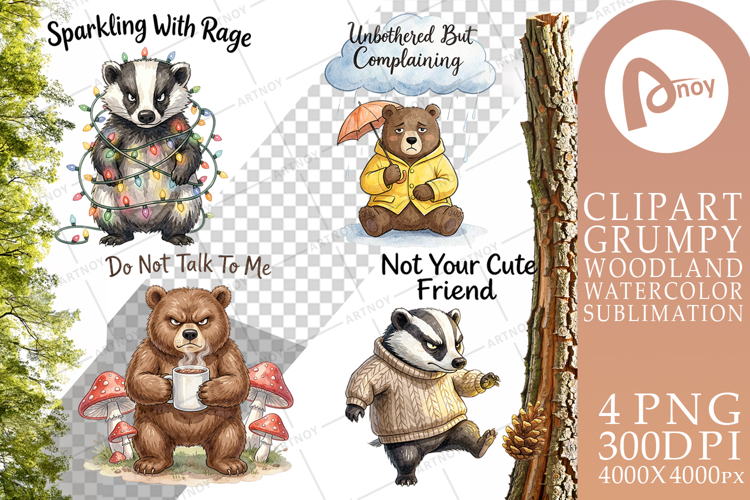 Grumpy Bear Badger Hygge Sublimation