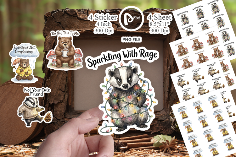 Grumpy Bear Badger Hygge Sticker