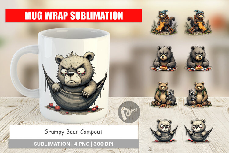 Mug Wrap Grumpy Bear Camp example image 1