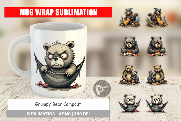 Mug Wrap Grumpy Bear Camp