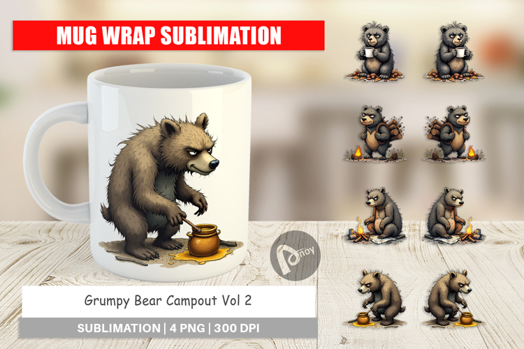 Mug Wrap Grumpy Bear Camp