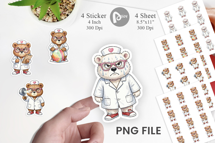 Grumpy Bear Nurse Attitude Sticker
